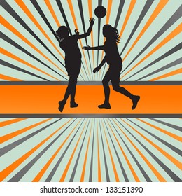 Women basketball players vector abstract background