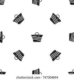 Women beach bag pattern repeat seamless in black color for any design. Vector geometric illustration