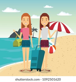 women in the beach characters