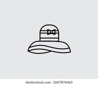 Women Beach Hat With Flower Linear Icon Girl Hat Isolated Vector
