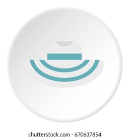 Women beach hat icon in flat circle isolated vector illustration for web