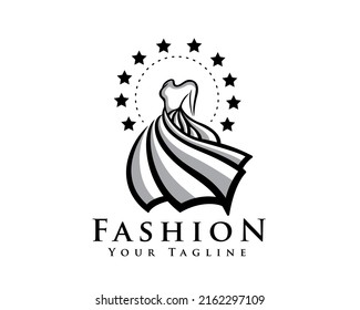 women beauty dress fashion tailor designer drawn art vintage logo symbol template illustration for tailor shop fashion