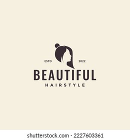 women beauty face hong hair culture logo design