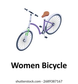 Women Bicycle Vector icon which can easily modify or edit
