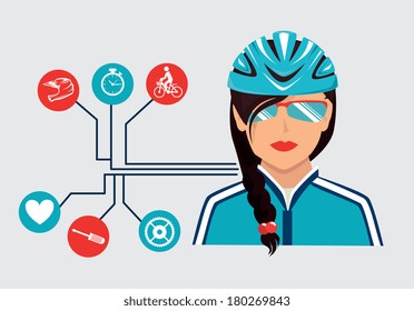 women biker design over gray  background vector illustration  