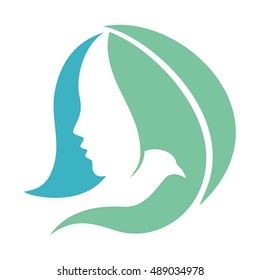 Women bird and leaf