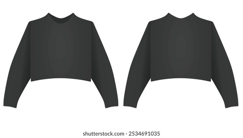 Women black crop sweater. vector illustration