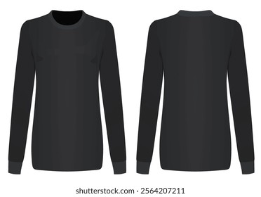 Women black long sleeve t shirt. vector illustration