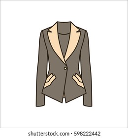 Women blazer or jacket symbol simple flat icon on background