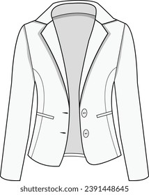  women blazer Vector  line art outline breasted blazer collection  for size charts ladies blazer  illustration mockup design