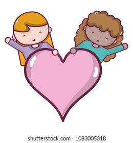 women with blouse and heart love symbol