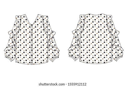 women blouse with heart pattern