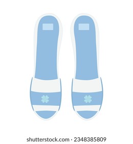 Women blue slippers isolated on white, top view, vector illustration