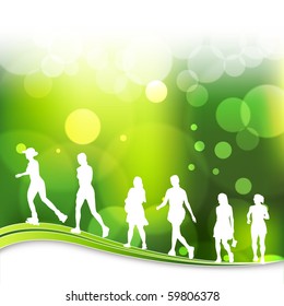 Women Blurry Green Light Background