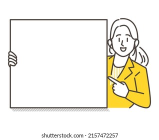 Women with the board in hand [Vector illustration material]