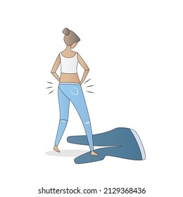 Women body shape Slim,The old slim-waisted pants now fit new body,After burn fat belly weight loss and diet plan program,healthy lifestyle,Vector illustration.