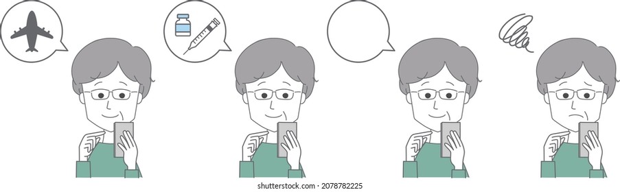 Women book a flight, a doctor’s appointment, etc. Vector illustration isolated on white background.