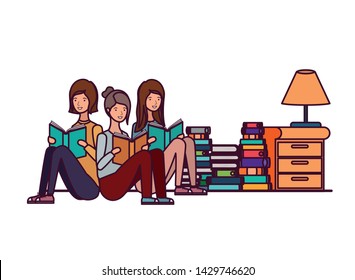 women with book in hands in living room