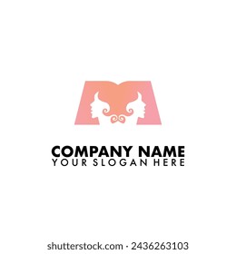 Women and book logo vector design.