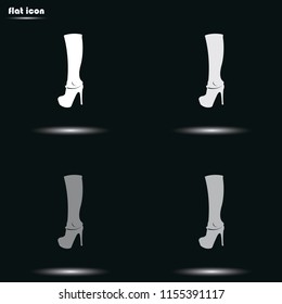 The women boot flat grayscale vector icon.