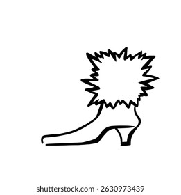 women boot with fur line vector illustration by hand