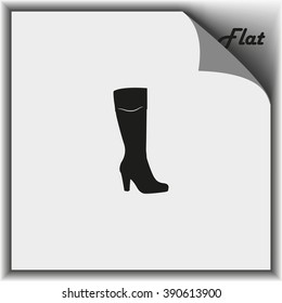 The women boot icon. Flat shoe illustration.