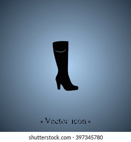 The women boot icon. Flat shoe illustration.