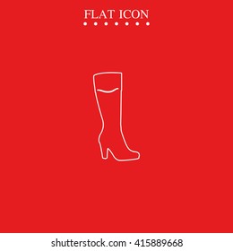 The women boot icon. Flat shoe illustration.