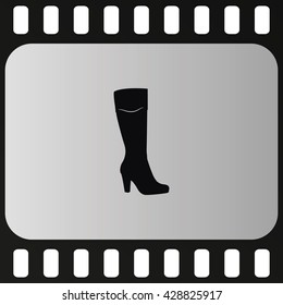 The women boot icon. Flat shoe illustration.