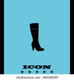 The women boot icon. Flat shoe illustration.