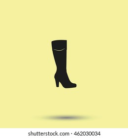The women boot icon. Flat shoe illustration.