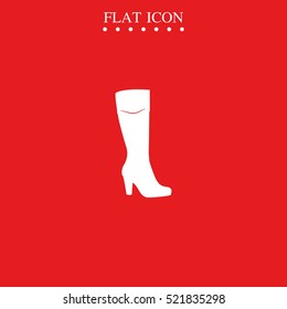 The women boot icon. Flat shoe illustration.