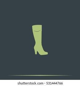 The women boot icon. Flat shoe illustration.
