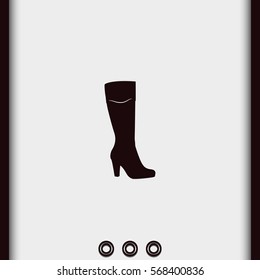 The women boot icon. Flat shoe illustration.