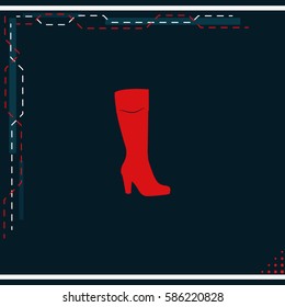 The women boot icon. Flat shoe illustration.
