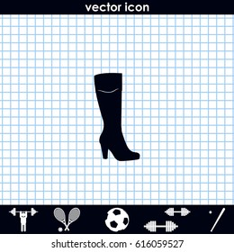 The women boot icon. Flat shoe illustration.