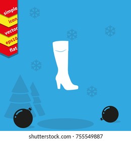 The women boot icon. Flat shoe illustration.