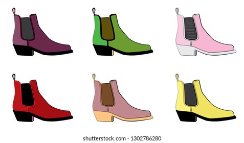 women boots Fashion illustration vector set  objects isolated
