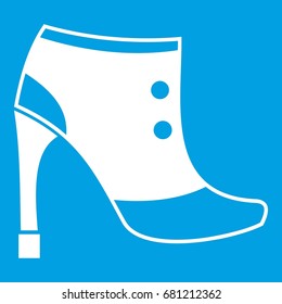 Women boots icon white isolated on blue background vector illustration