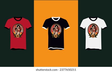 women boxing and flowers vector t shirt design