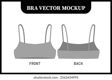 Women Bra with strips fashion flat sketch illustration 2d vector line art mockup