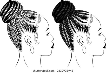 women braids hair preety hair vector fashion