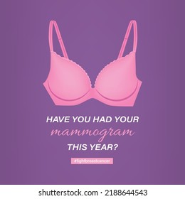 Women Breast Cancer Concept in Vector Flat Style, Pink Women Bra, Social Media Post Concept