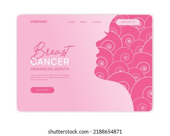 Women Breast Cancer Concept in Vector Flat Style, Women Face for Support in the World against breast cancer
