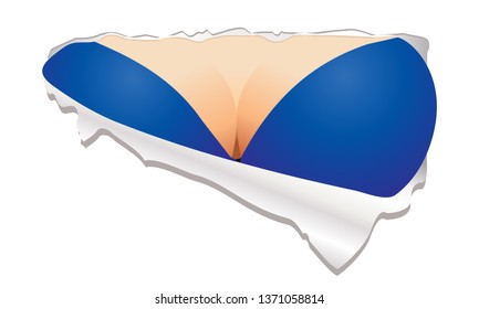 Women Breasts Out Of Ripped Shirt Vector Illustration Isolated