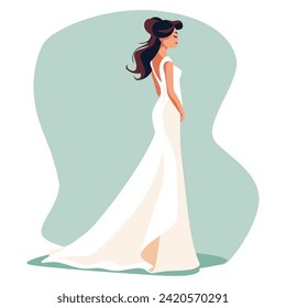 Women Brides - Timeless Celebrating Love, Romance, and Wedding Elegance. Flat Vector Illustration