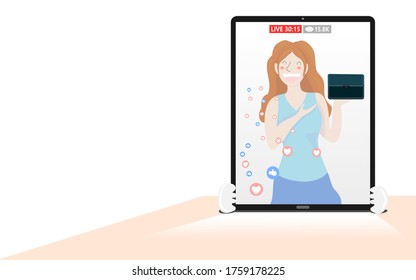 Women broadcasting product presentations Via social media.