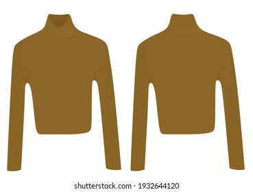 Women brown crop sweater. vector illustration