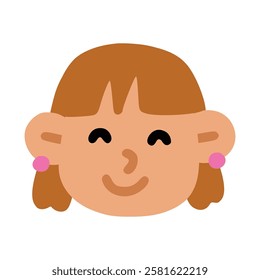 Women brown hair with ring doodle, illustration, simple, minimalist, hand-drawn, playful, clean, cute, aesthetic and friendly