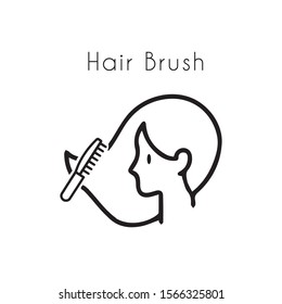 Women brushing hair icon.Simple line, outline vector.